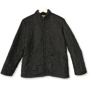 Chico's Design Black Embroidered Quilted Jacket Size 8